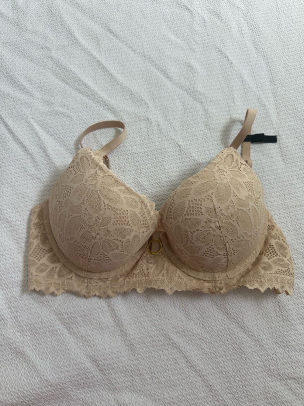 NWT Aerie Real Power Plunge Lace Bra 36C Nude Beige Underwire